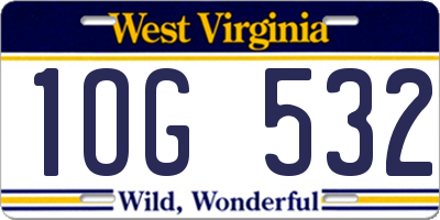 WV license plate 1OG532