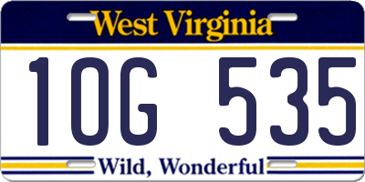 WV license plate 1OG535
