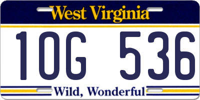 WV license plate 1OG536