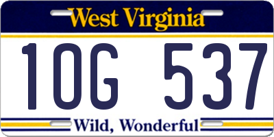 WV license plate 1OG537