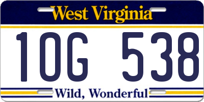 WV license plate 1OG538