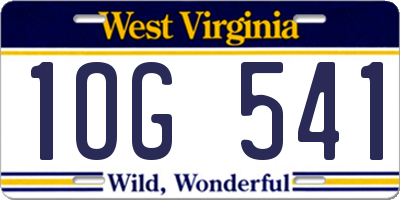 WV license plate 1OG541
