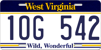 WV license plate 1OG542