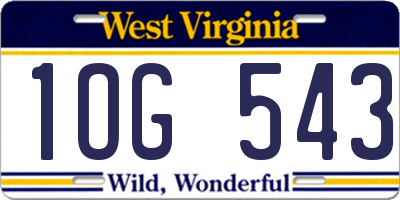 WV license plate 1OG543
