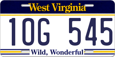 WV license plate 1OG545