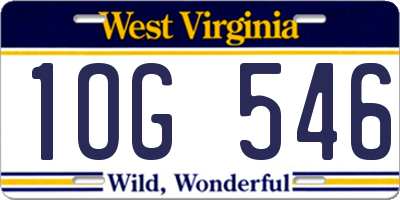 WV license plate 1OG546