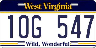 WV license plate 1OG547