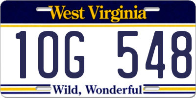WV license plate 1OG548