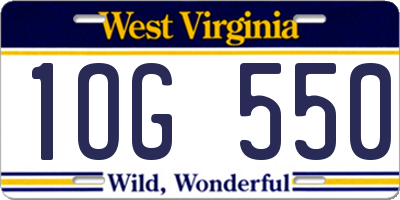 WV license plate 1OG550