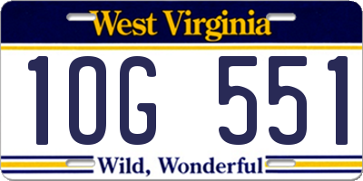 WV license plate 1OG551
