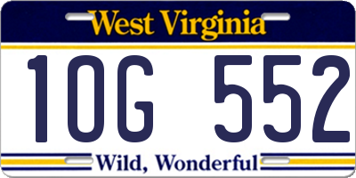 WV license plate 1OG552