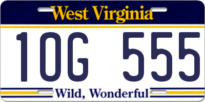 WV license plate 1OG555