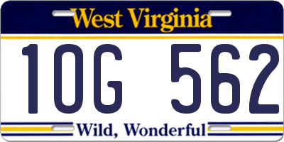 WV license plate 1OG562