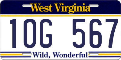 WV license plate 1OG567