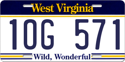 WV license plate 1OG571