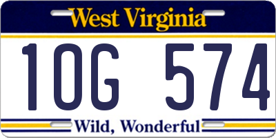 WV license plate 1OG574