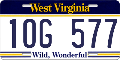 WV license plate 1OG577