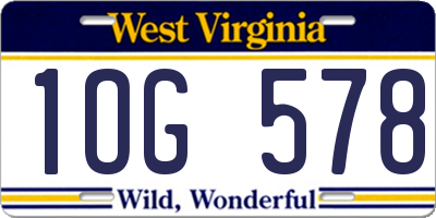 WV license plate 1OG578