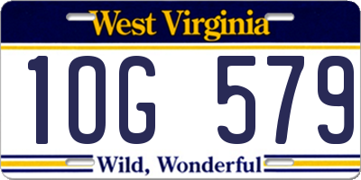 WV license plate 1OG579