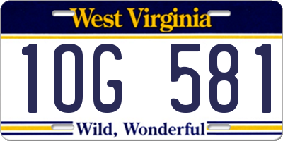 WV license plate 1OG581