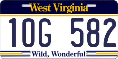 WV license plate 1OG582