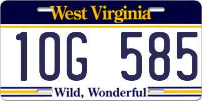 WV license plate 1OG585