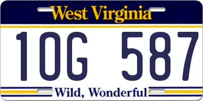 WV license plate 1OG587