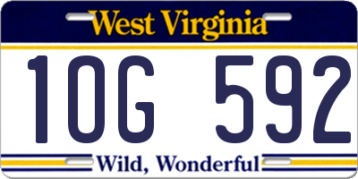 WV license plate 1OG592
