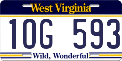 WV license plate 1OG593