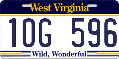 WV license plate 1OG596