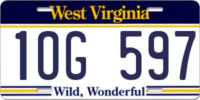 WV license plate 1OG597