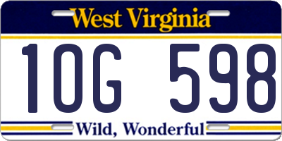 WV license plate 1OG598