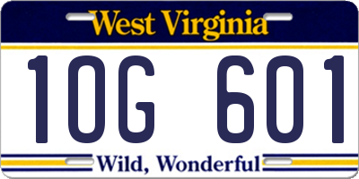WV license plate 1OG601