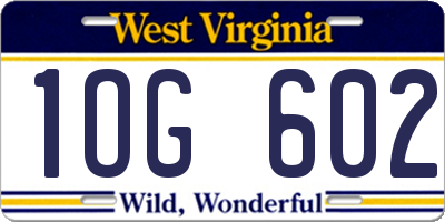 WV license plate 1OG602