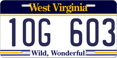 WV license plate 1OG603