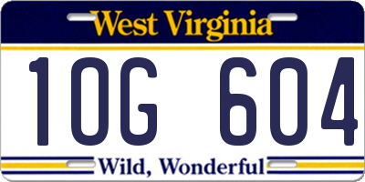 WV license plate 1OG604