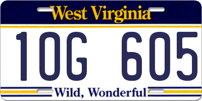 WV license plate 1OG605