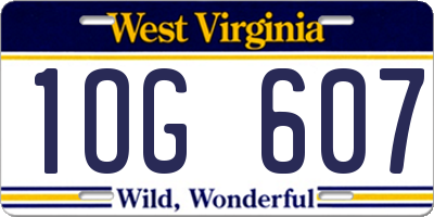 WV license plate 1OG607