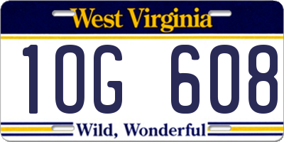 WV license plate 1OG608