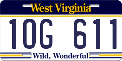 WV license plate 1OG611