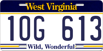 WV license plate 1OG613