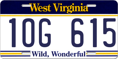 WV license plate 1OG615