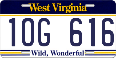 WV license plate 1OG616