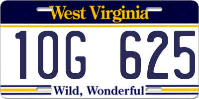 WV license plate 1OG625