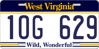 WV license plate 1OG629