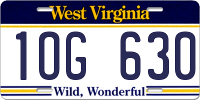 WV license plate 1OG630
