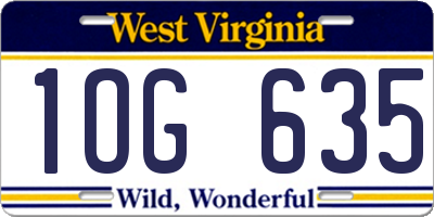 WV license plate 1OG635