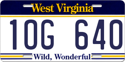 WV license plate 1OG640