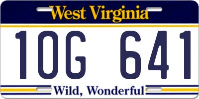 WV license plate 1OG641