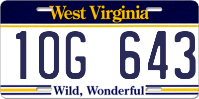WV license plate 1OG643